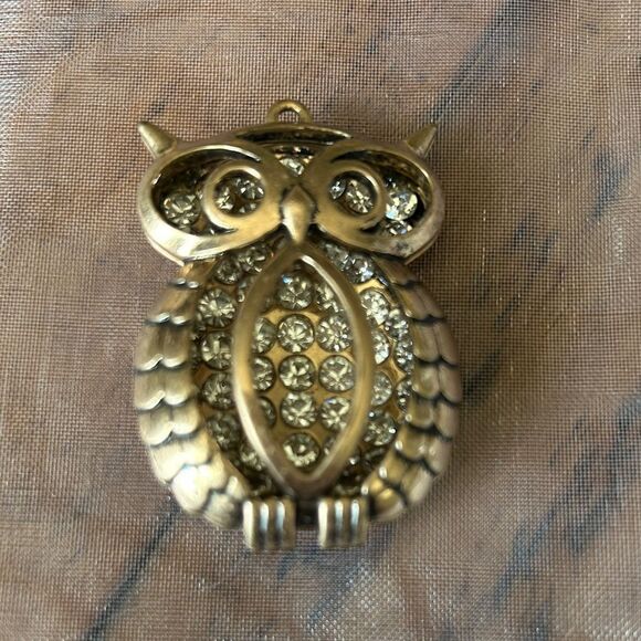 Vintage Gold Owl Crystal Pendant - Picture 1 of 5